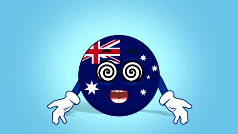 cartoon icon flag australia hypnosis with face animation with alpha matte