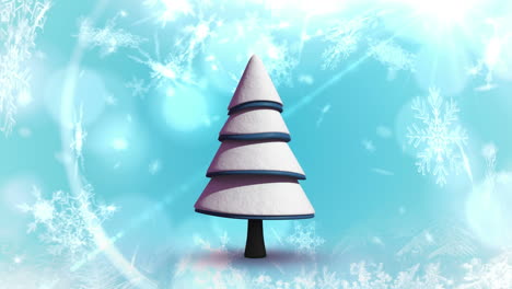 christmas tree and snowflakes falling