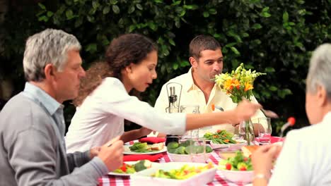 family lunch in the garden