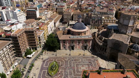 aerial drone view of valencia historical city centre in spain