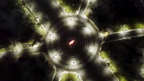 aerial night look down view freedom square circle