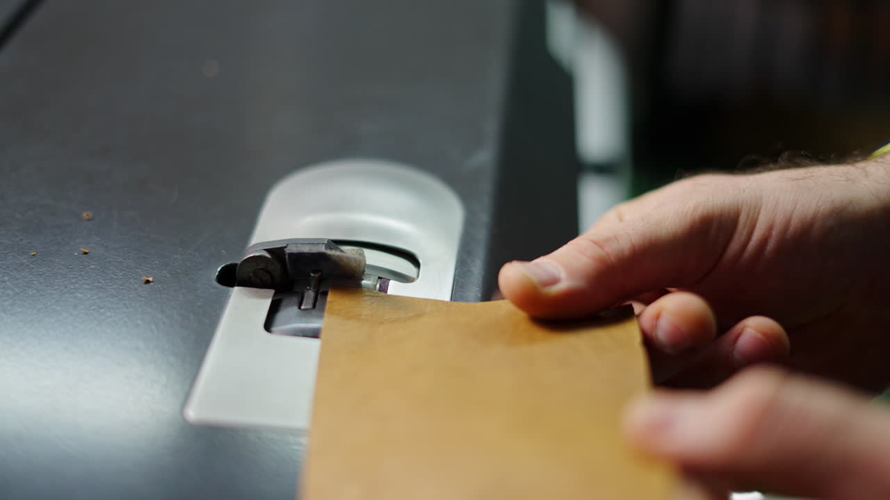 Cutting leather with a machine