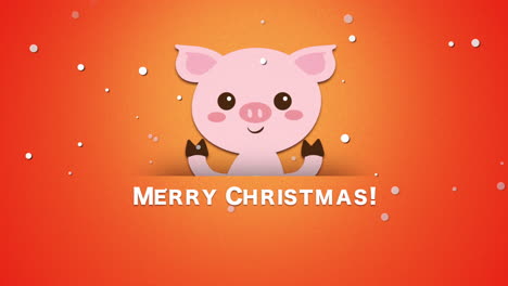 Merry-Christmas-text-and-funny-pig