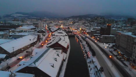 hokkaido otaru lantern festival river pan up