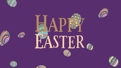 animation of easter eggs and happy easter text