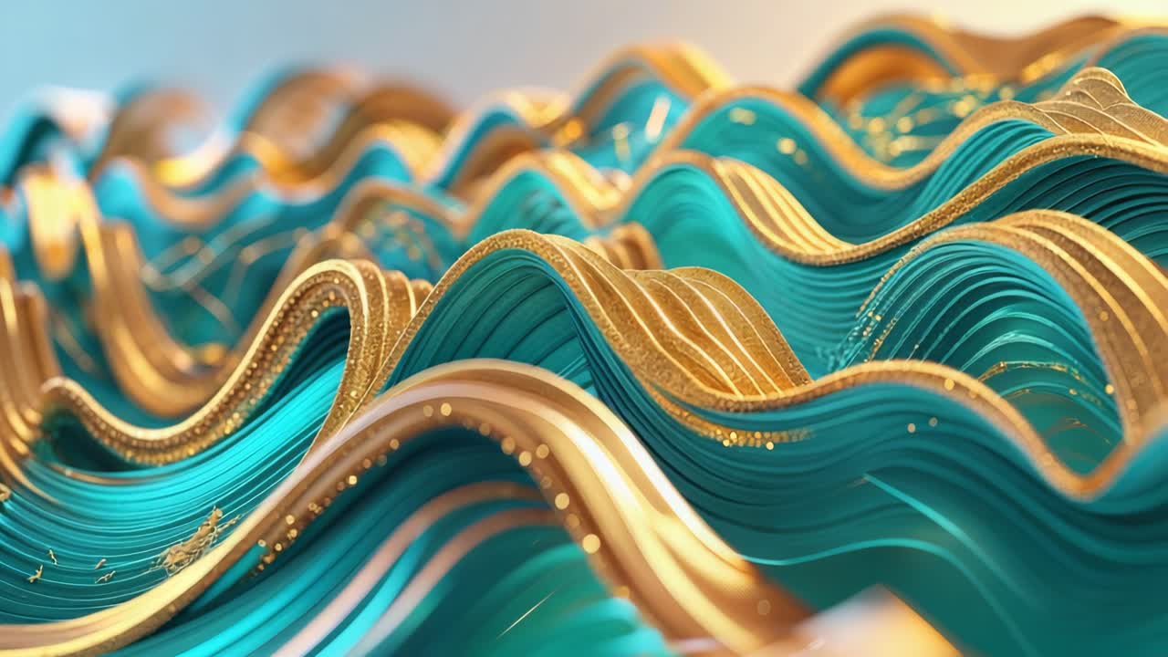 Abstract Ondate d'oro e di teal