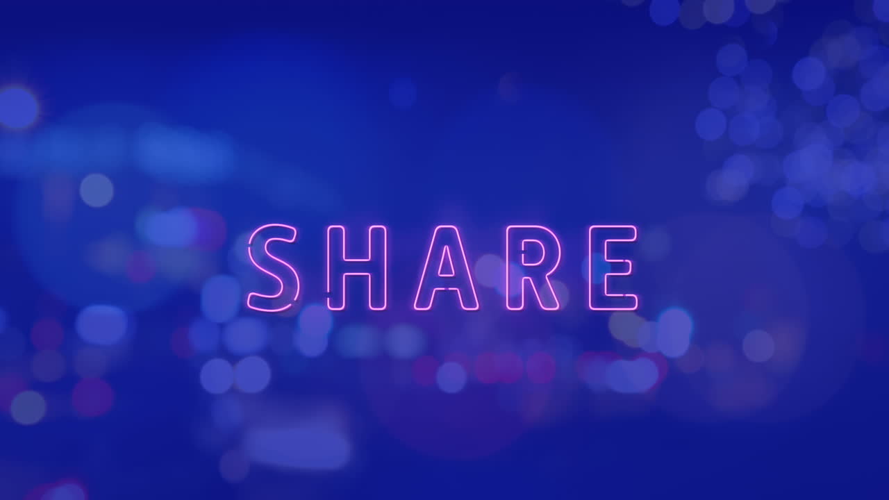 야간 도시 교통에 대한 공유 네온 텍스트 배너의 애니메이션