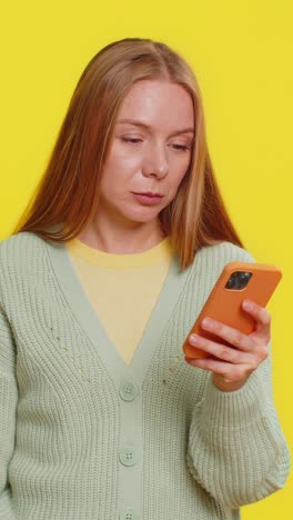 happy woman use smartphone rejoicing game win receiving money dollar cash celebrating success
