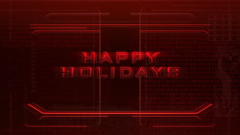 Festive-red-background-with-neon-Happy-Holidays-message