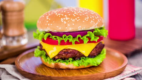 tasty and appetizing hamburger cheeseburger