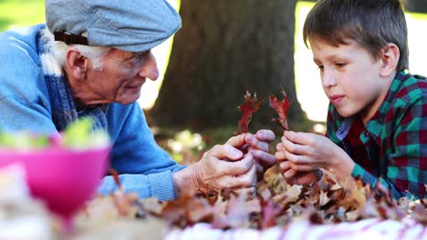 grandfather and grandson playing together