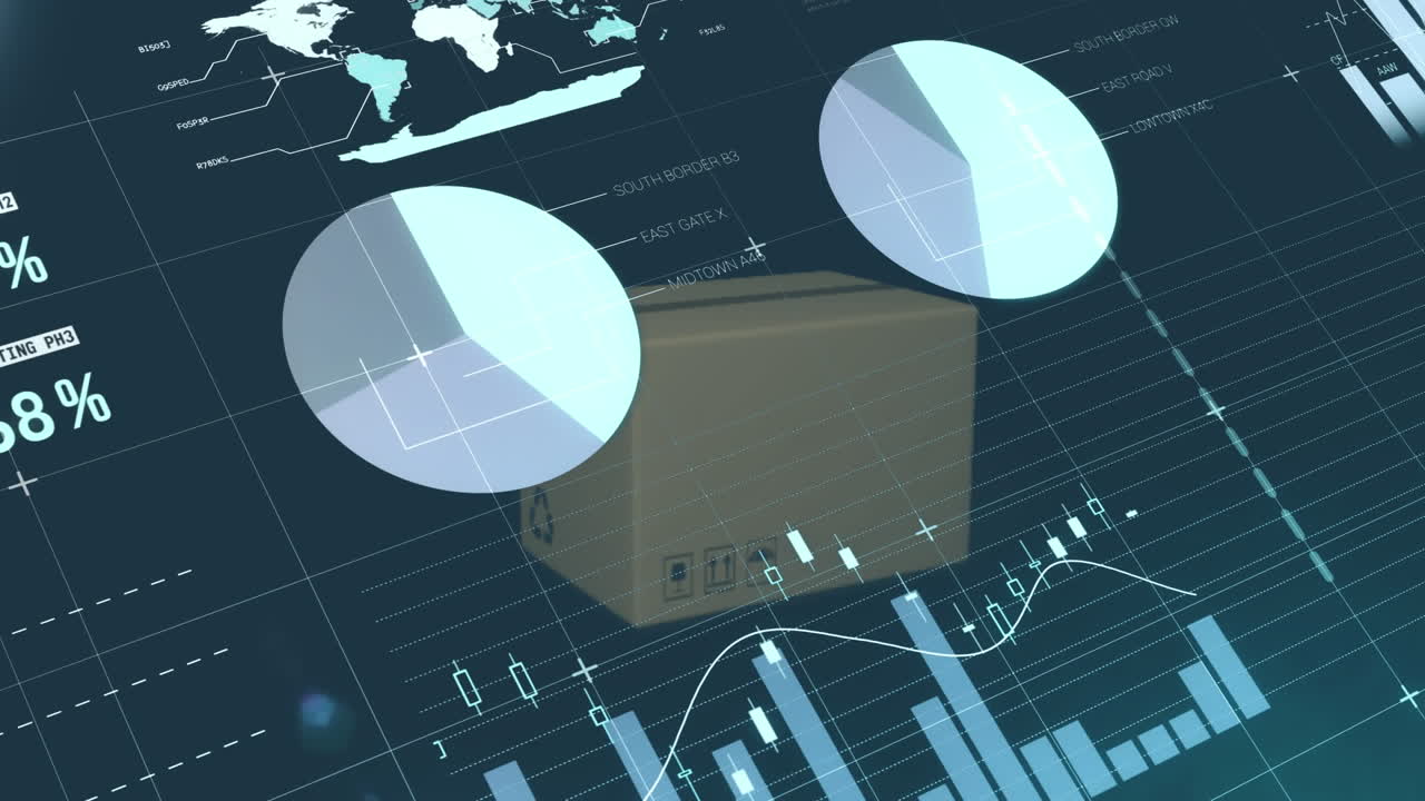 animación de las estadísticas y procesamiento de datos en cajas de cartón