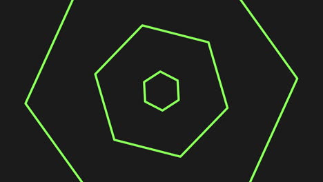Minimalist black background with a striking green hexagonal outline, creating a simple and modern aesthetic design