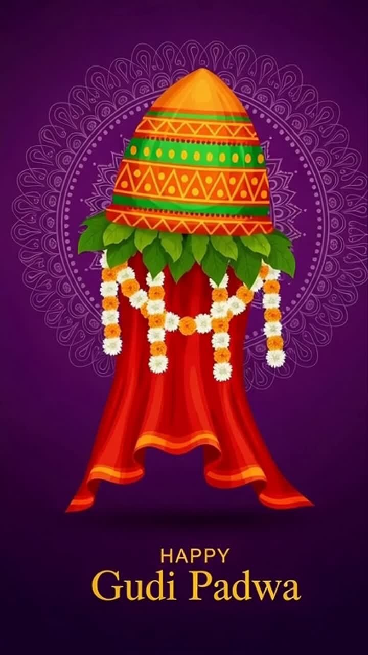Illustrazione vettoriale della celebrazione del festival Gudi Padwa con kalash