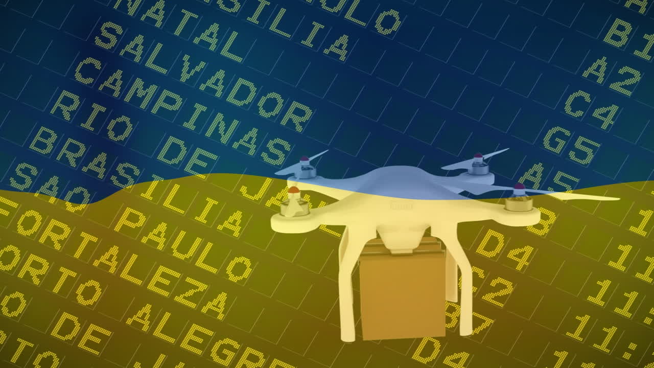 анимация беспилотника над флагом украины