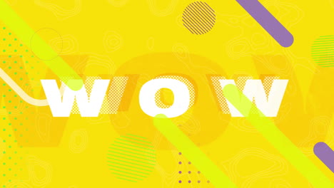 animation of multiple wow white text with changing backgrounds and geometric shapes