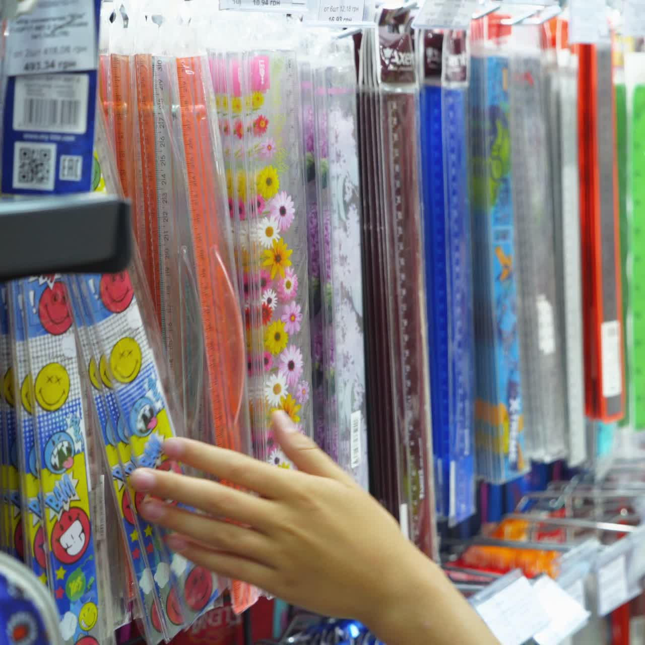 VINNITSA, UKRAINE - AUGUST 20, 2018: Back to School. Purchase of stationery