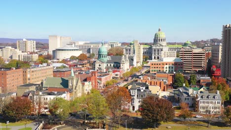 Good-drone-aerial-establishing-shot-of-Pennsylvania-capital-building-in-Harrisburg-1