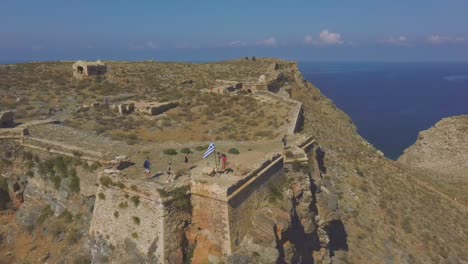 drone aerial panning view of gramvousa castle crete greece