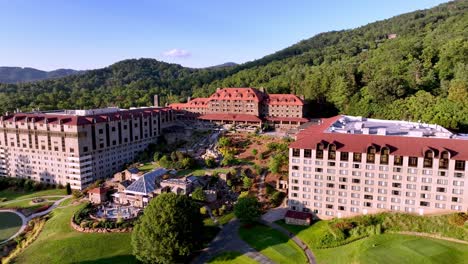 aerial push over the grove park inn in asheville nc, north carolina