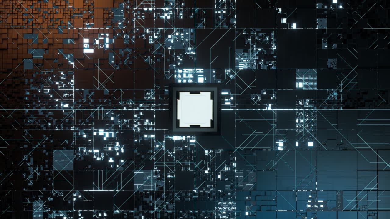 Circuits and electricity with black background, 3d rendering.