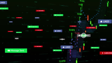 Animation-Von-Benachrichtigungsleisten-über-Diagrammen-Mit-Wechselnden-Zahlen-Vor-Schwarzem-Hintergrund