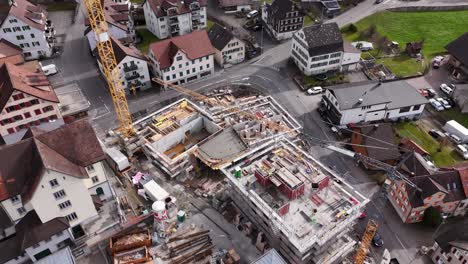 industrial construction site in small swiss village