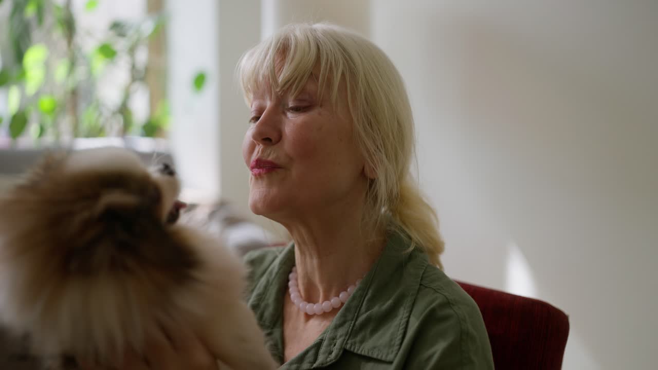 Senior Woman Hugging Her Dog