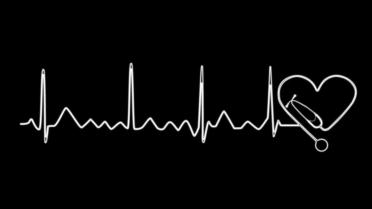 추상적인 원활한 선 심장 박동: 스 심장 리의 4k 비디오 애니메이션, 반이는 네온 추상화의 비디오 애니메이션.