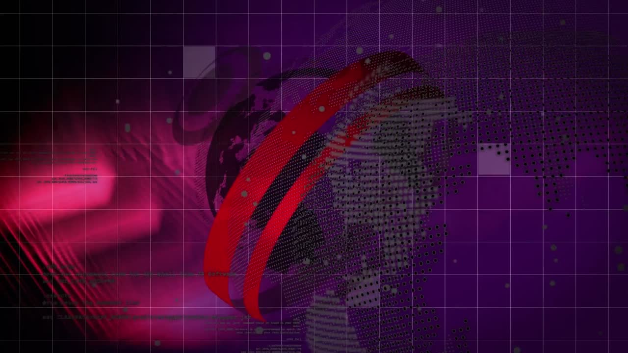 animación del procesamiento de datos sobre un fondo púrpura