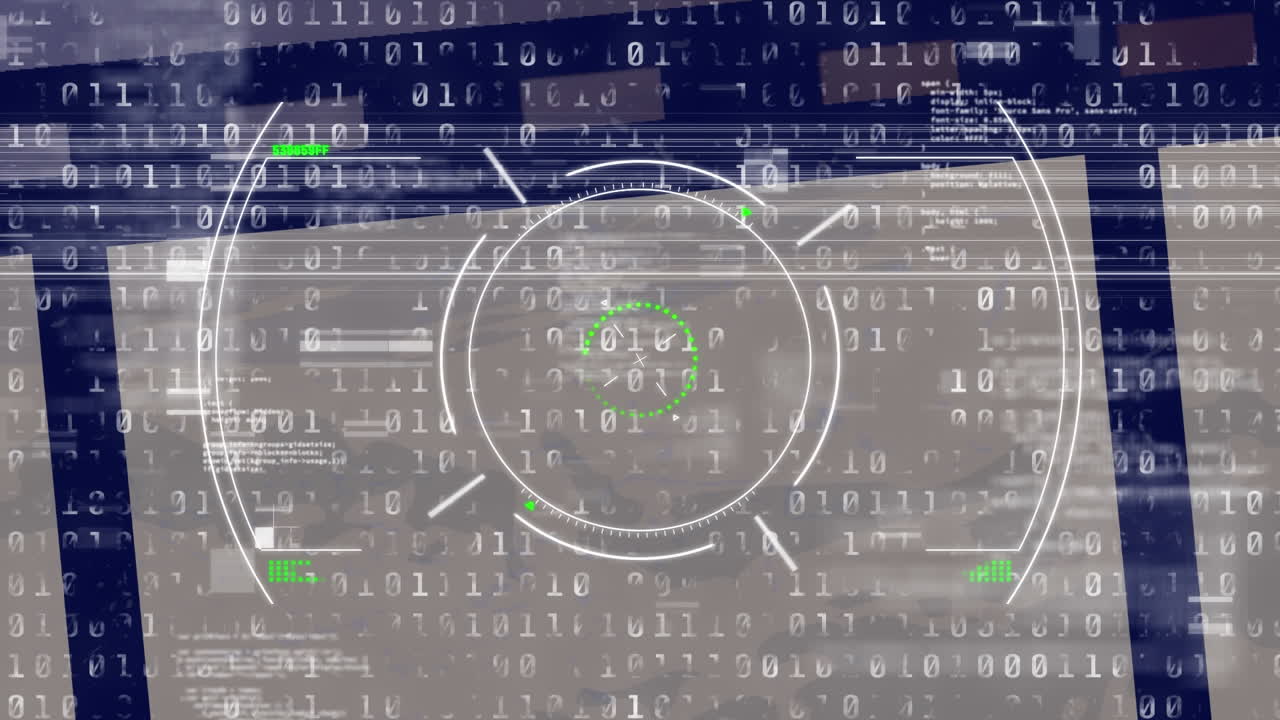 Animation of scope scanning over binary coding in background