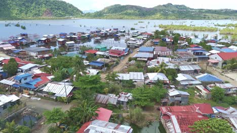 aerial view of a water village in the philippines