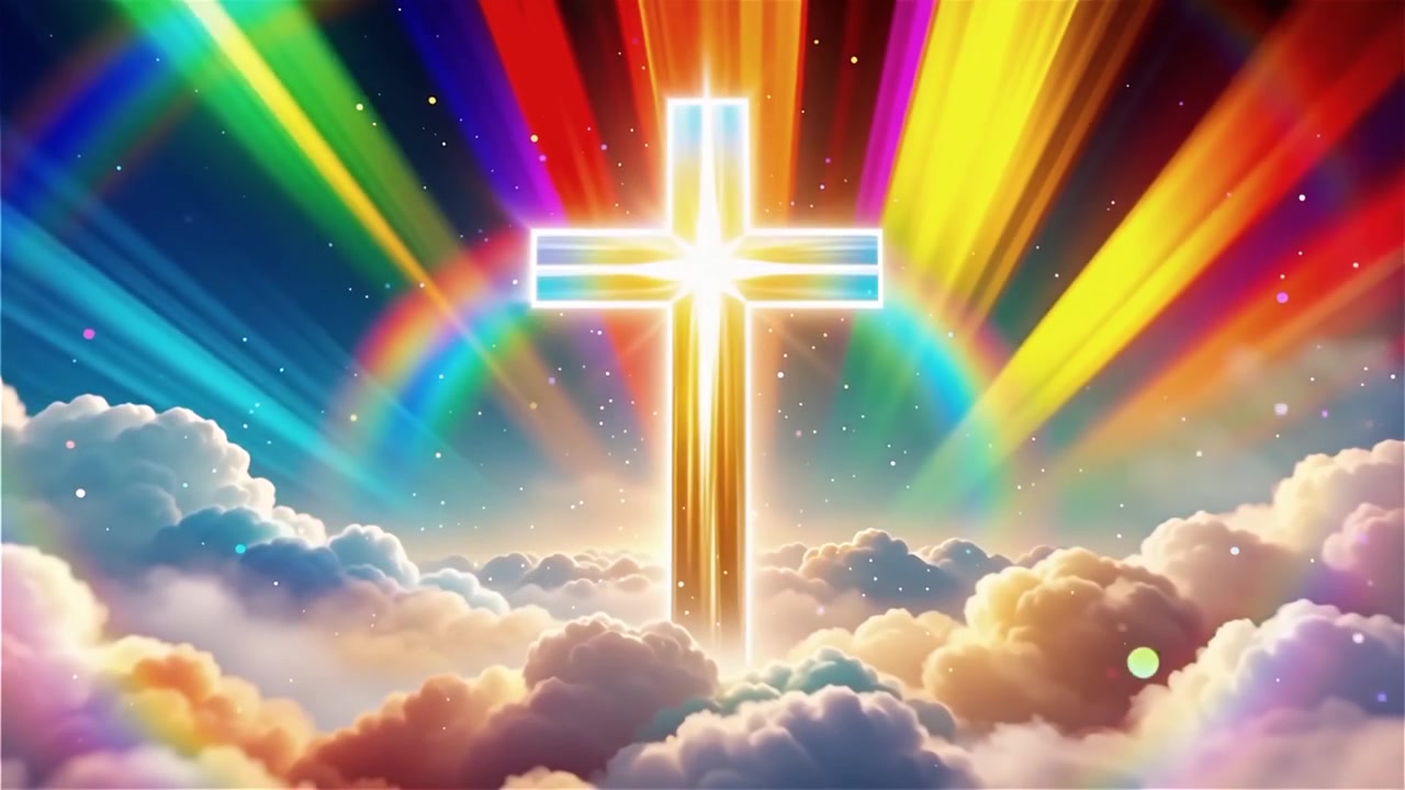 Cruz Cristiana con Luz Celestial, Fondo para Adoración.