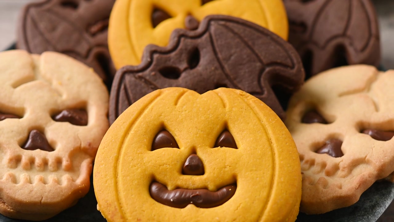 Assorted Halloween Themed Cookies on a Plate