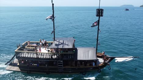 Pirate-Ship-Boat-Tour-in-Brazilian-Atlantic-Ocean-Surrounded-by-Islands