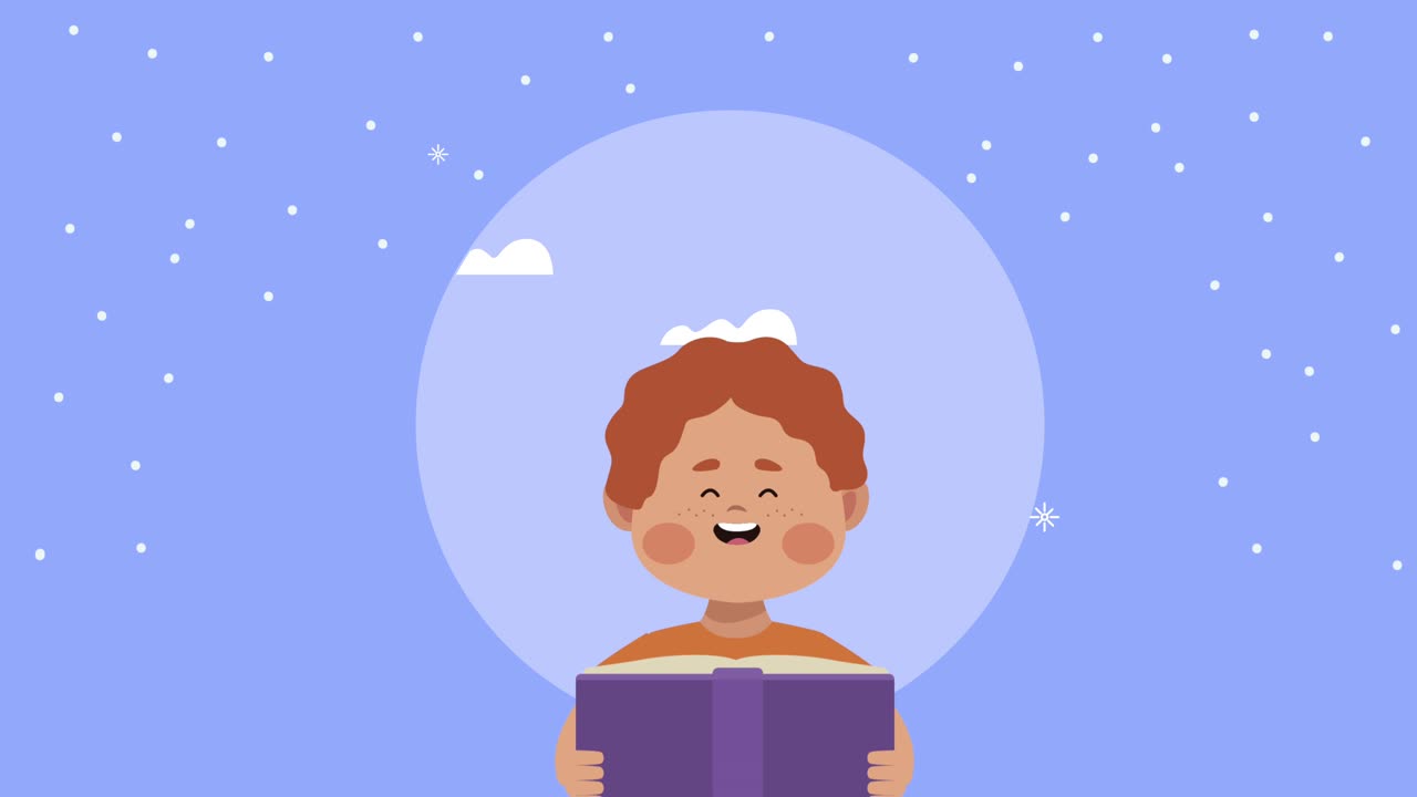 niño feliz leyendo un libro