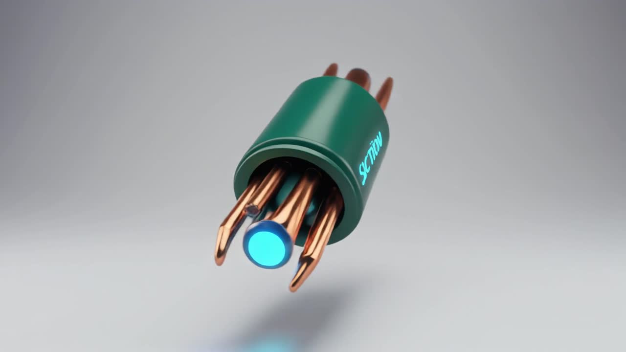 3D Animated Futuristic Device with Extending Glowing Rods
