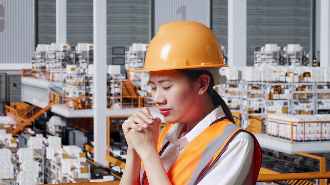 걱정스러운 공장 노동자