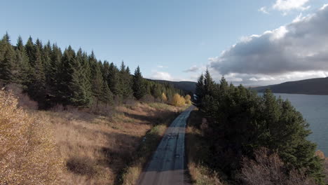 Bumpy-road-in-countryside-with-scenic-autumn-landscape