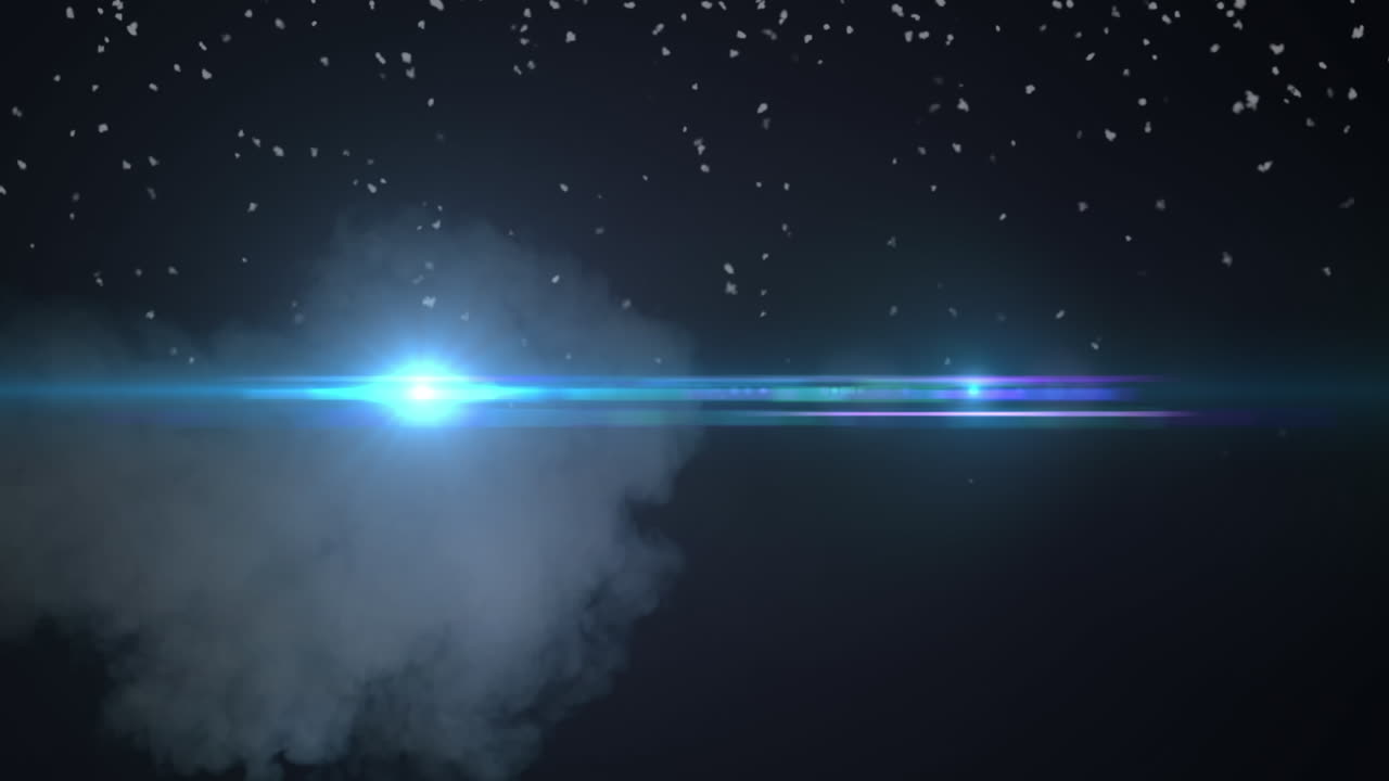 검은 바탕에 움직이는 불빛 위에 내리는 눈의 애니메이션