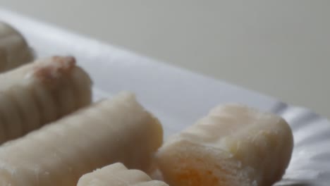 close-up of delicious white chocolate candies