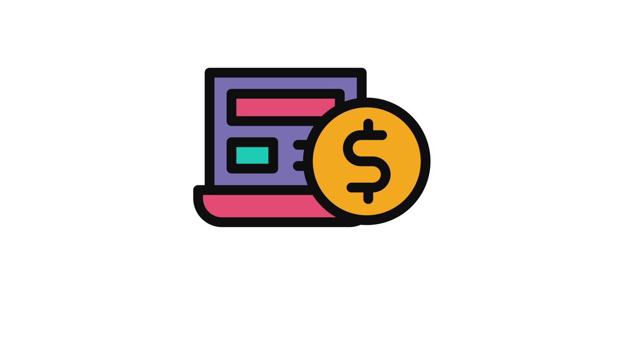 Icona animata di laptop e dollaro