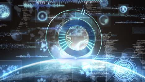 Animation of processing circle over diverse data over globe