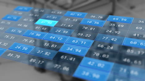 animation of financial data processing over factory