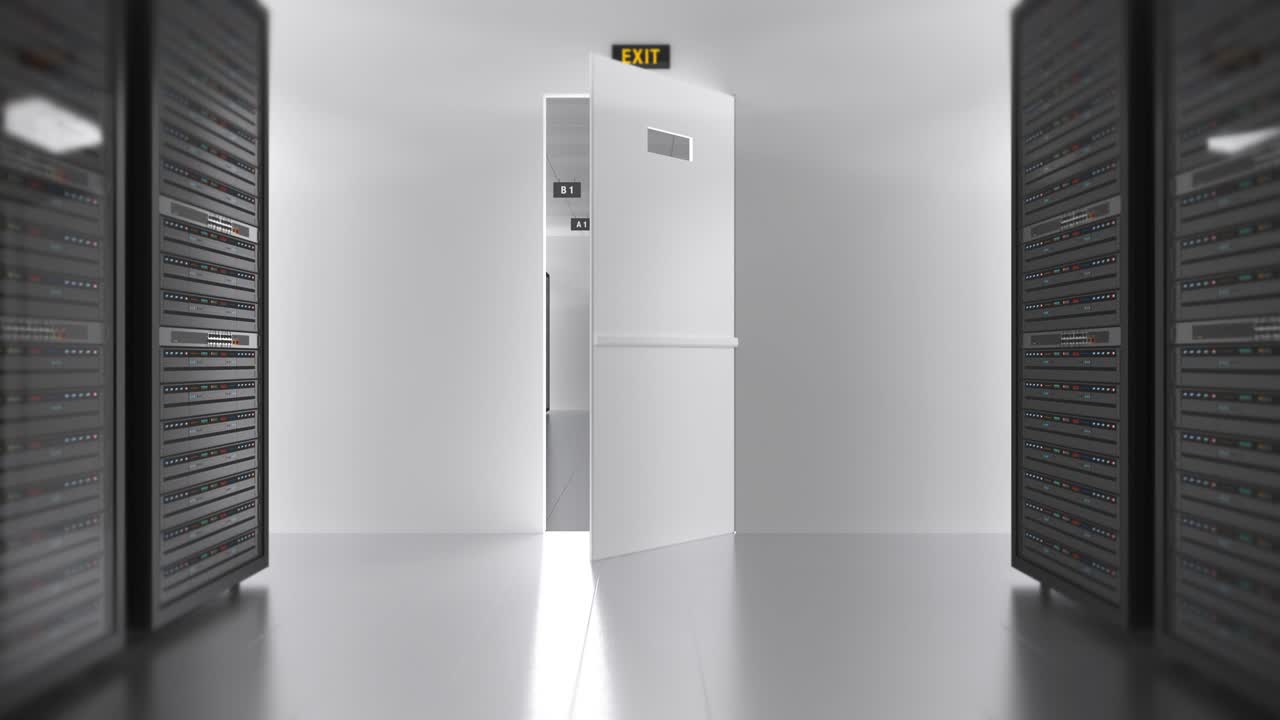 серверные стойки в современном центре обработки данных. технология, связанная с cg. бесперебойный цикл.