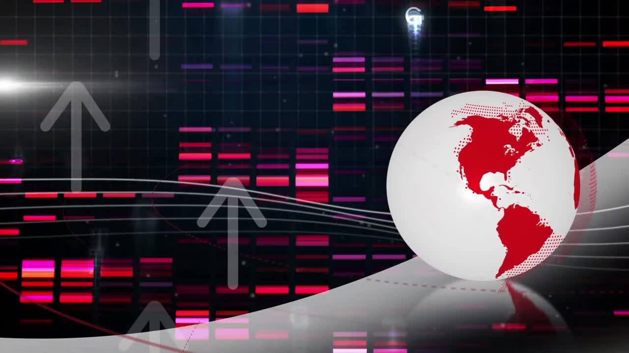 animación del globo, las luces y las flechas sobre fondo negro