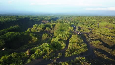 sand mining area on tle slope of volcano