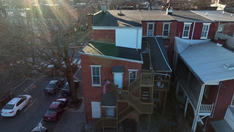 aerial view of back of city home