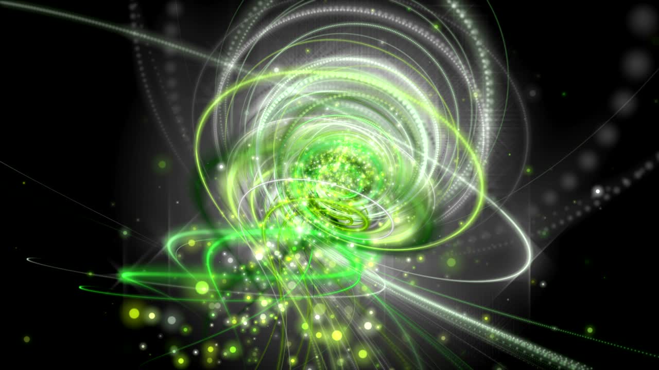 스로모션에서 줄무 물체와 박이는 입자와 함께 미래의 생태 애니메이션, 4096x2304 루프 4k