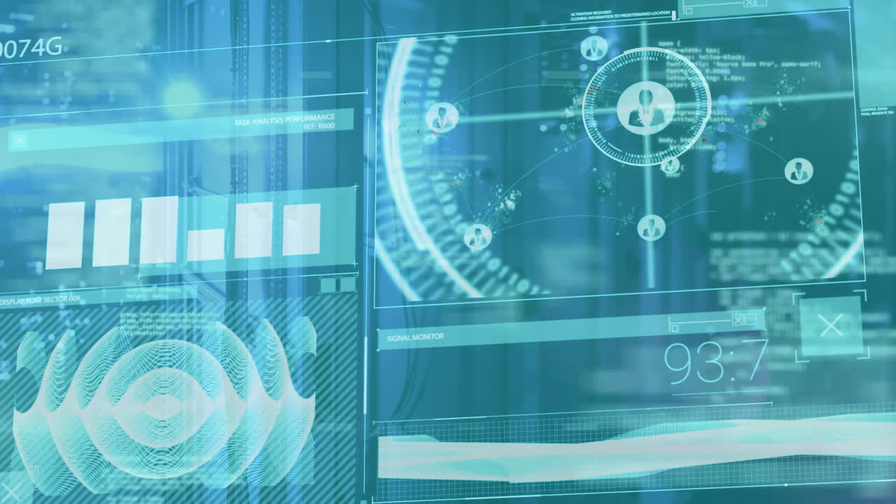 데이터 처리 및 디지털 정보 흐름의 애니메이션